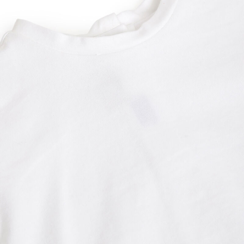 Girls White Printed Outfit with Short Dungaree image number 5